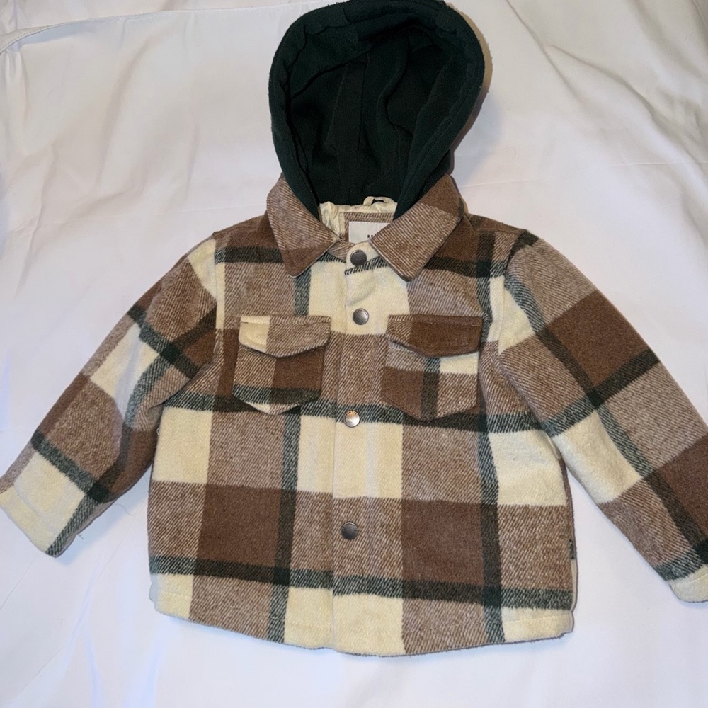 Reserved Brown and Cream Plaid Kids Jacket